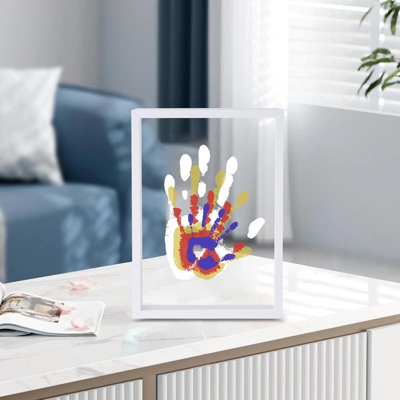 CHERRY CHEERS Family Handprint Kit, DIY Craft Keepsake Wooden Frame, Endless Gift Set, Non-Toxic Paints, Transparent Sheets (White) - Image 2